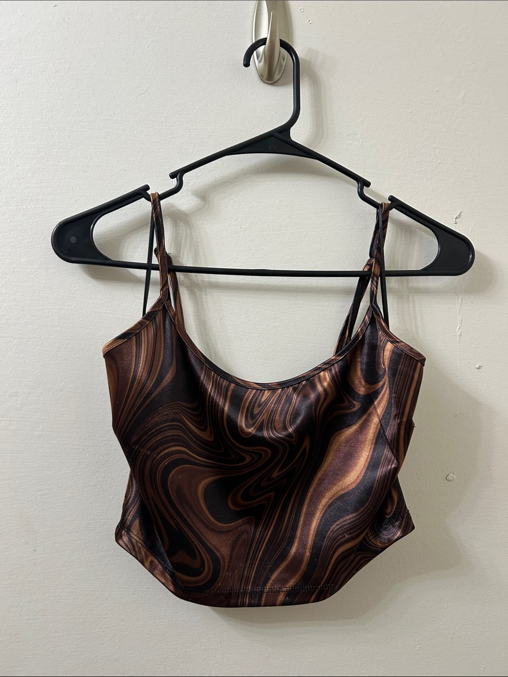 Bear Dance Brown Marble-Print Satin Cami